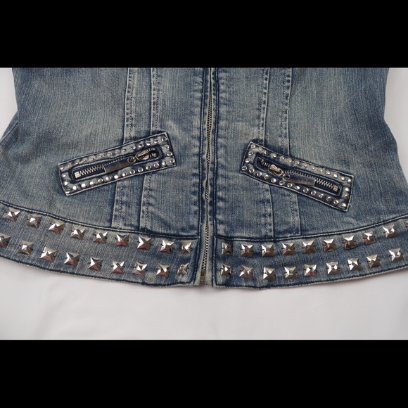 Boston Proper Women’s Studded Denim Jean Jacket S - Picture 6 of 13